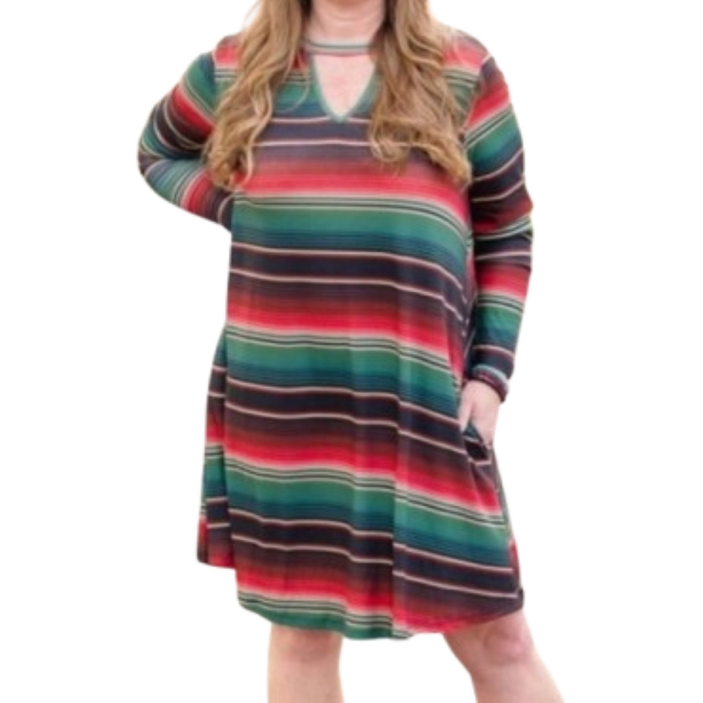 Crazy Train - Fall Serape Tinsel Town Midi Dress